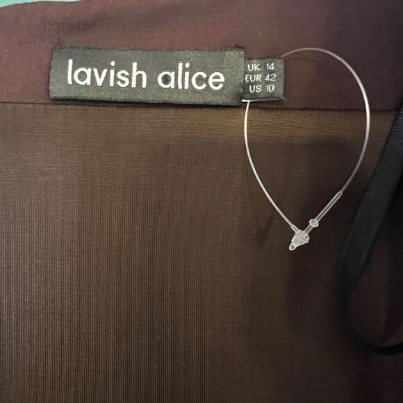 NWOT Lavish Alice Cowl Corset Ponte Chocolate Brown Midi Dress US Size 10 - Picture 10 of 10